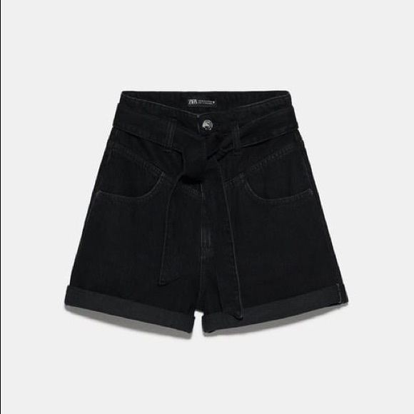 ZARA Denim Belted Shorts - Picture 1 of 1